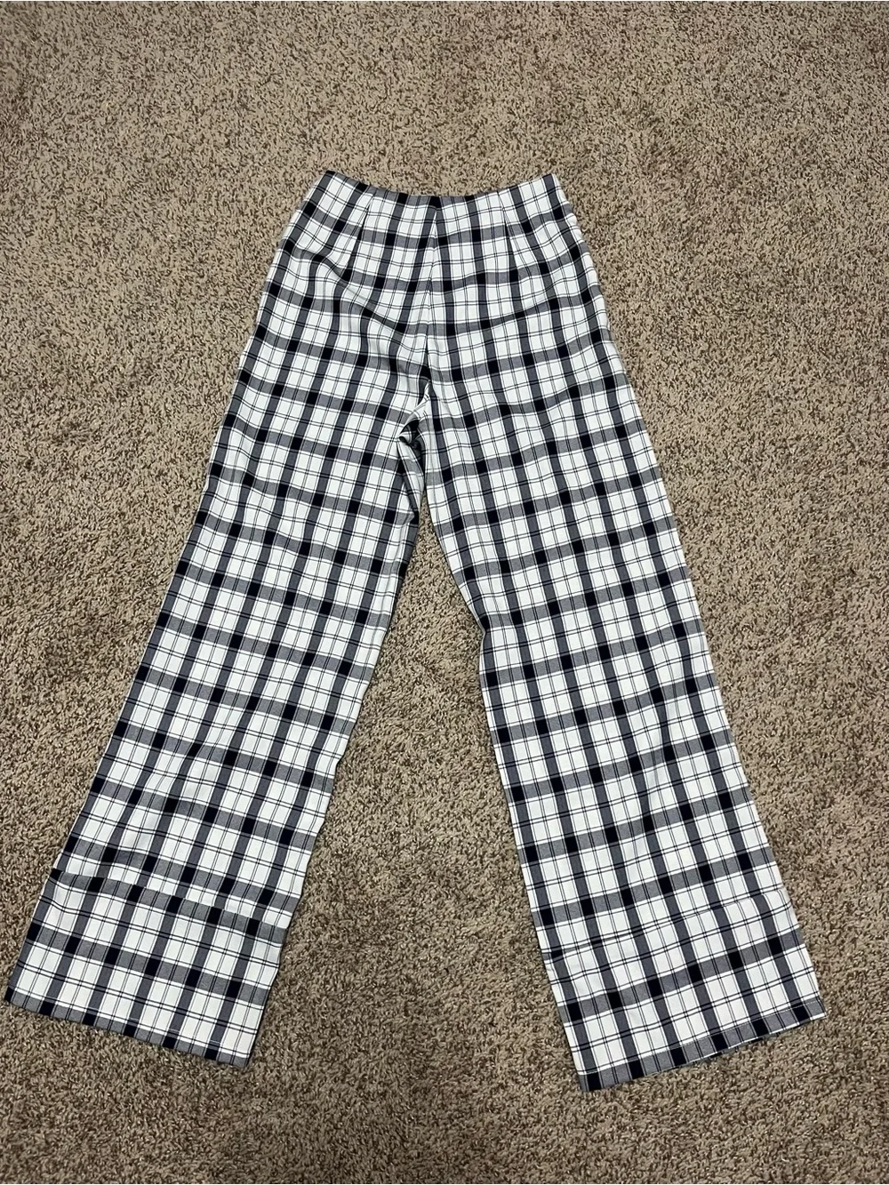 Princess Polly Black & White Plaid Wide Leg Pants - Picture 4 of 4